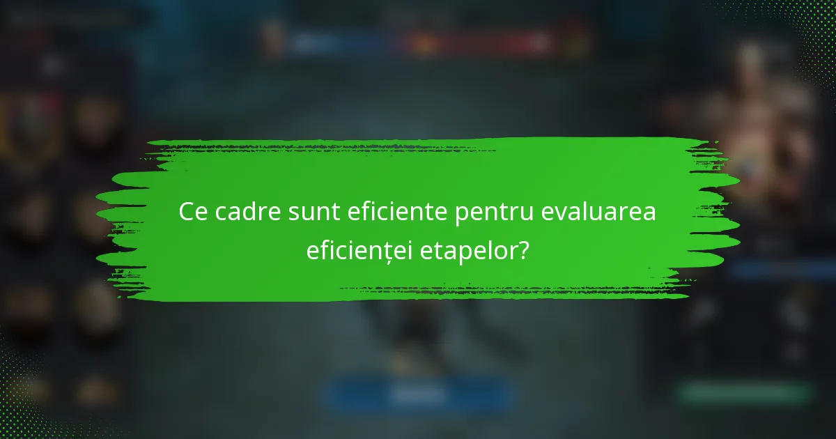 Ce cadre sunt eficiente pentru evaluarea eficienței etapelor?